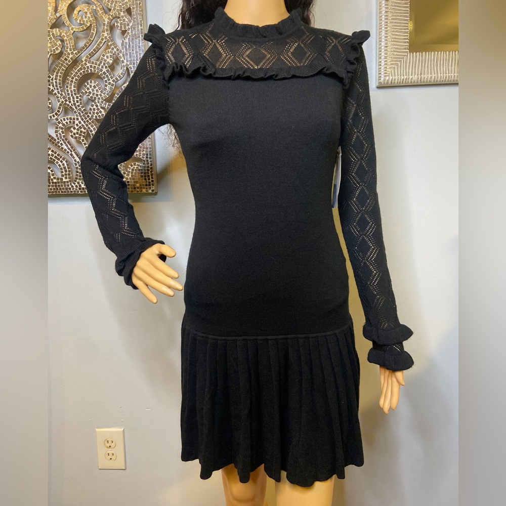 Shoshanna Nicolla Wool & Sheer Long-Sleeve Dress Women's